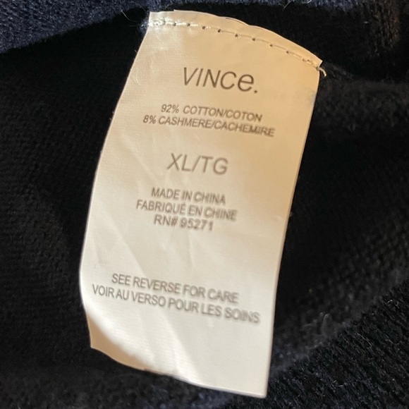 Vince Cotton Cashmere Crew Neck Sweater, Coastal (Navy), Big Boys XL, NWT - Picture 5 of 6